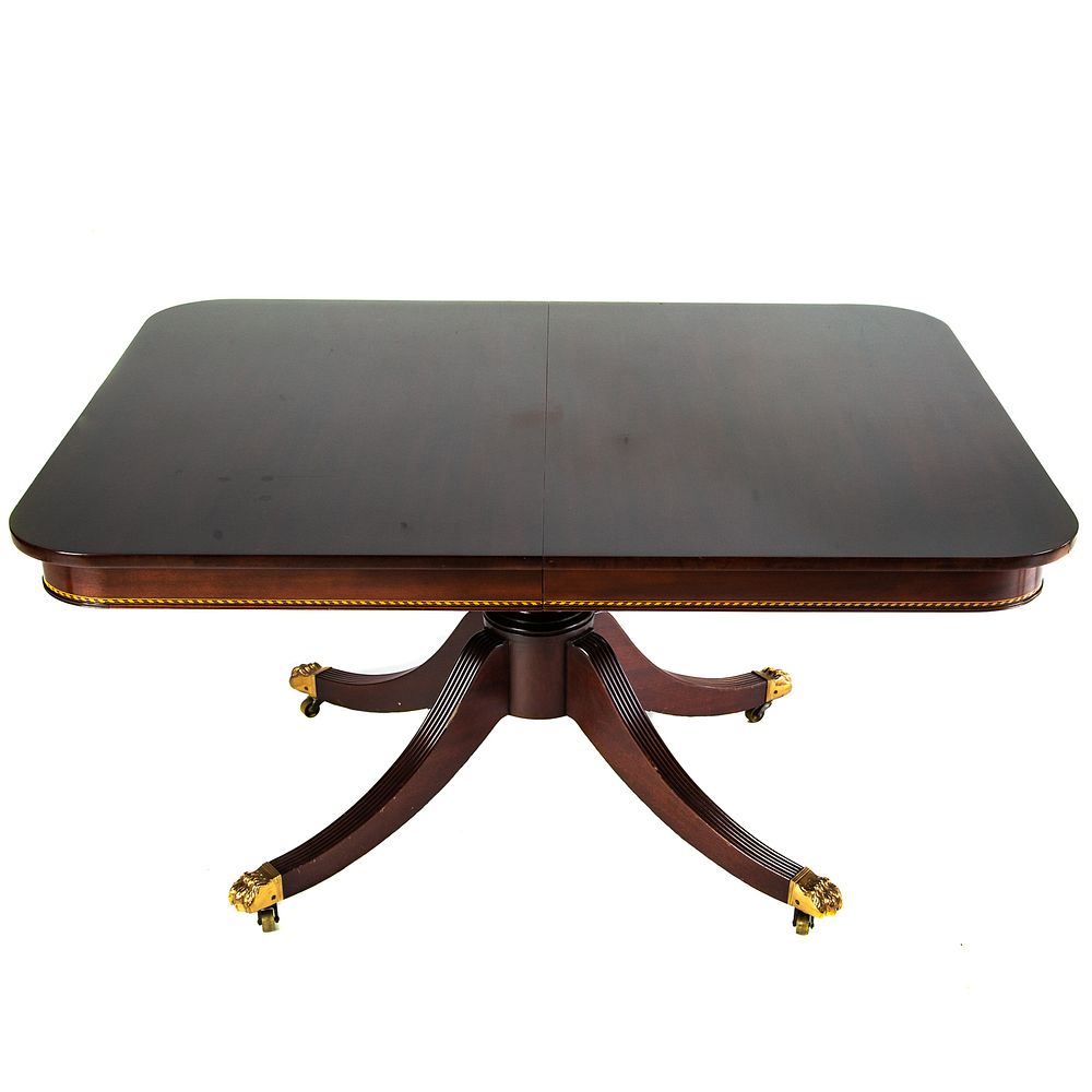 Appraisal: Potthast Brothers Mahogany Pedestal Dining Table With carved reeded legs