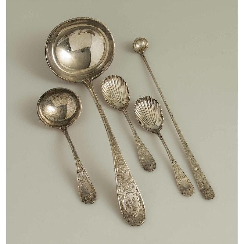 Appraisal: Shreve Silver Serving Pieces Celtic Pattern Five Shreve Vanderslice silver