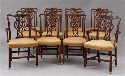 Appraisal: SET OF TWELVE GEORGE III-STYLE MAHOGANY DINING CHAIRS Armchairs x