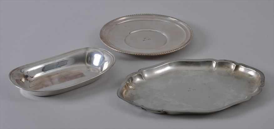 Appraisal: THREE AMERICAN STERLING SILVER ARTICLES Comprising an International in monogrammed