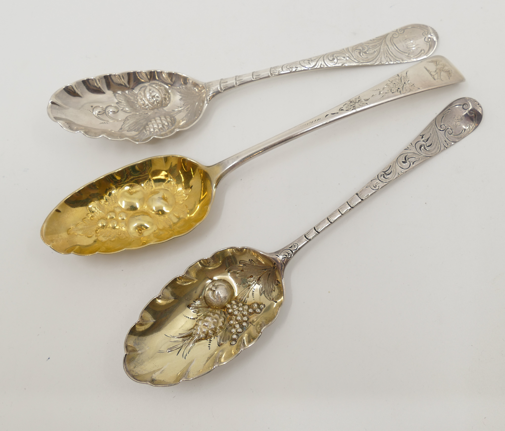 Appraisal: pc English Georgian Sterling Silver Berry Spoons Spoons are dated