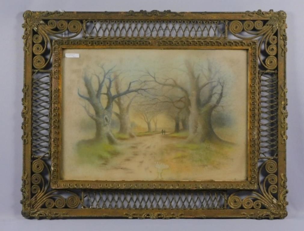 Appraisal: Framed and glazed pastel drawing of a woodland scene Old