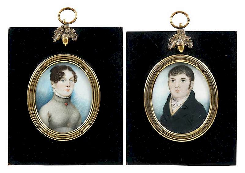 Appraisal: Pair of Portrait Miniatures on Ivory British late th th