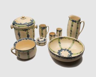 Appraisal: ROYAL DOULTON Seven Piece Art Deco Chamber Kitchen Set ROYAL