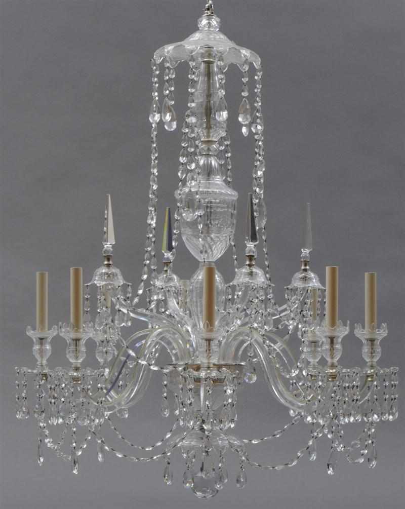 Appraisal: GEORGE III STYLE EIGHT-LIGHT CRYSTAL CHANDELIER IN THE ADAM STYLE