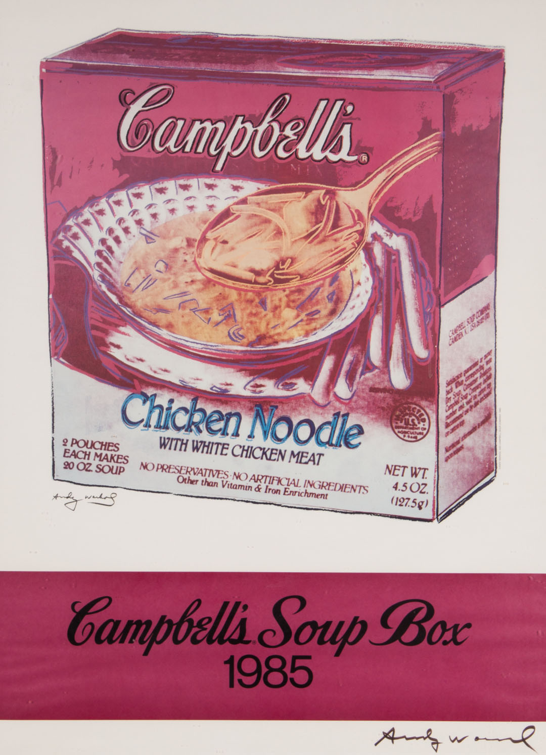 Appraisal: Andy Warhol Campbell's Soup Box poster signed American - color