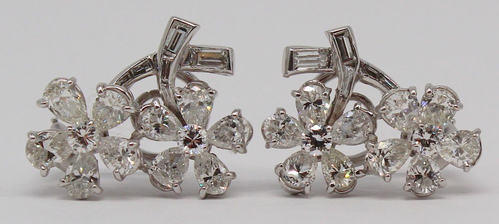 Appraisal: JEWELRY Pair of Platinum and Diamond Ear Clips Pair of