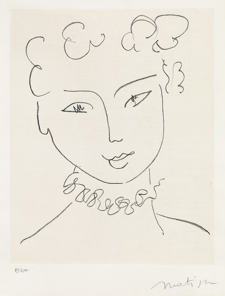 Appraisal: HENRI MATISSE Madame Pompadour Lithograph on Chine appliqu x mm