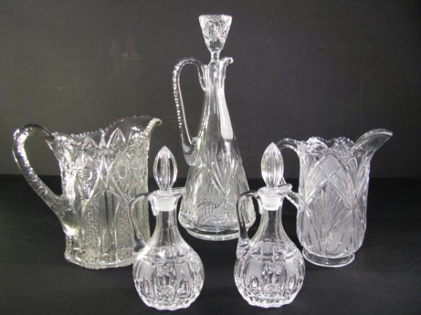 Appraisal: Two pattern glass pitchers largest measures high by wide spout