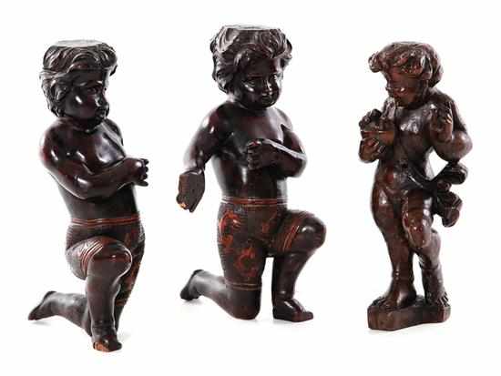 Appraisal: Collection of Continental carved wood figures th th century pair