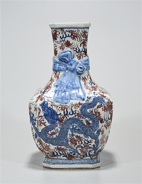 Appraisal: Chinese red blue and white porcelain vase with dragons chasing