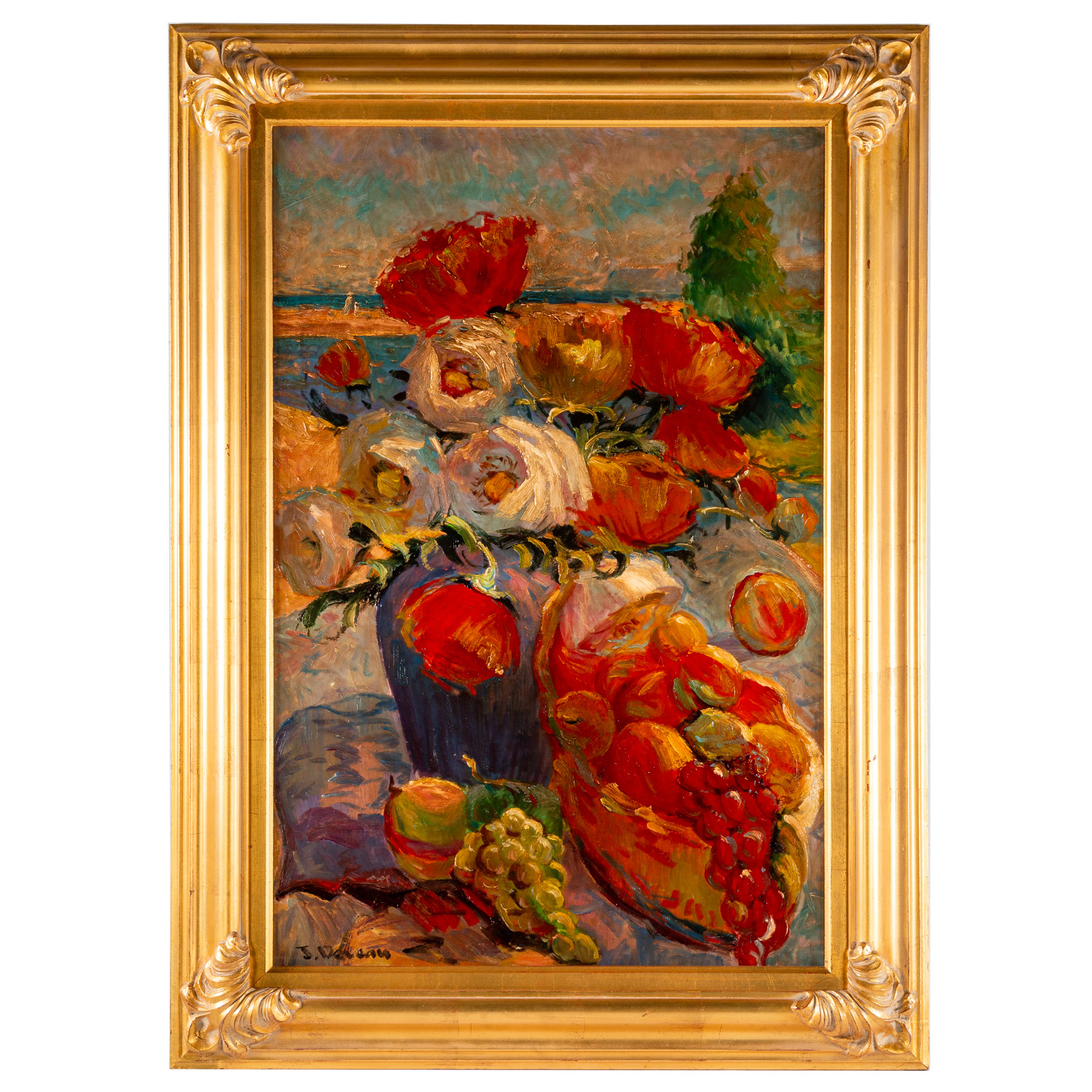 Appraisal: JACQUES DEVEAU NATURE MORTE A LA MER OIL French b