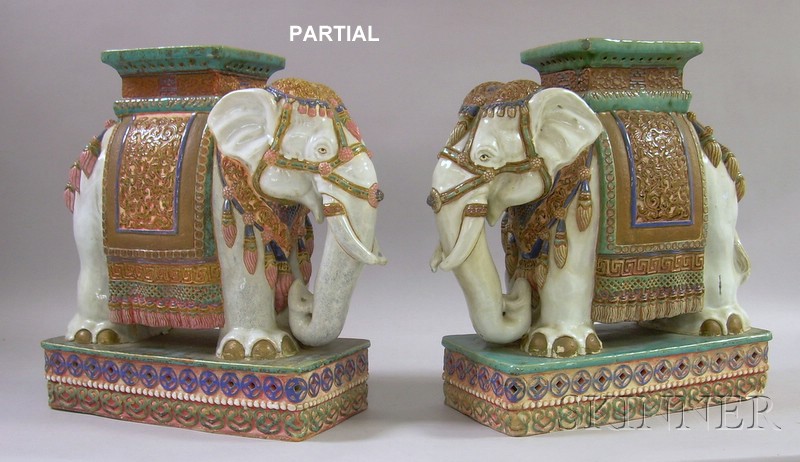 Appraisal: Set of Four Asian Glazed Ceramic Elephant-form Garden Seats ht