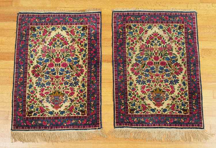 Appraisal: PAIR OF OLD PERSIAN HAND KNOTTED WOOL RUGS '' X