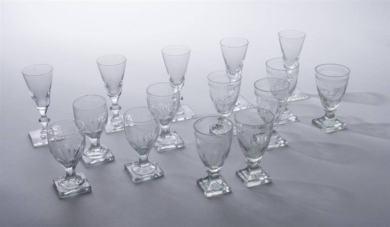 Appraisal: SET OF ENGRAVED PORT GLASSES Together with a set of