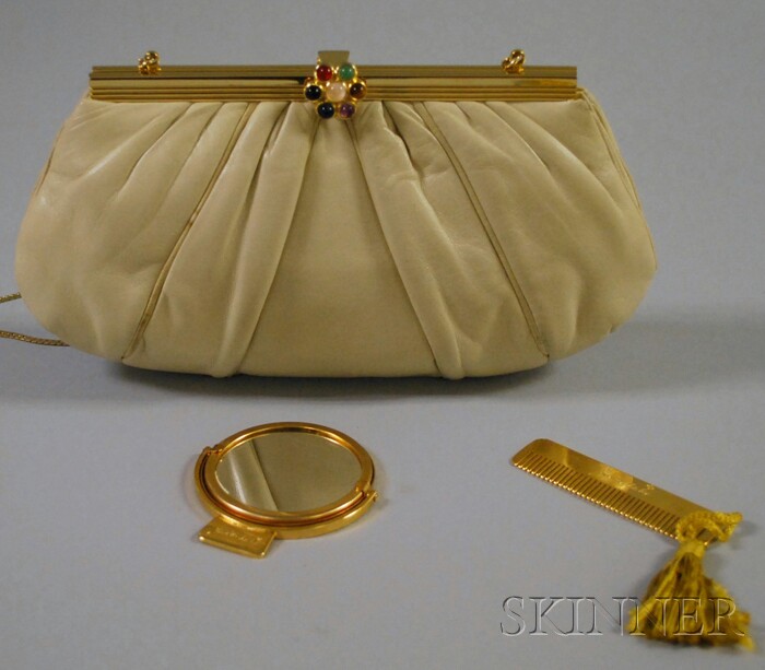 Appraisal: Judith Leiber Taupe Leather Clutch labeled in original duster with