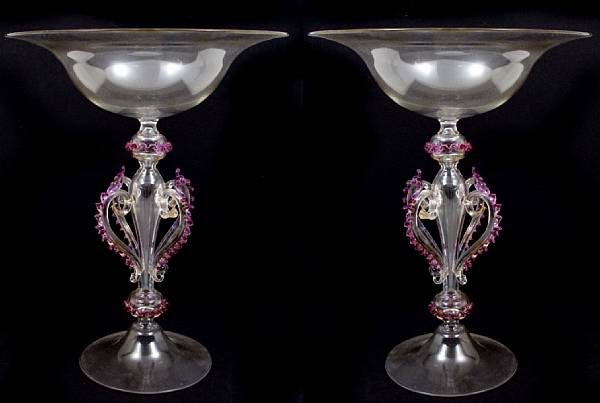 Appraisal: A pair of Venetian glass compotes height in diameter in