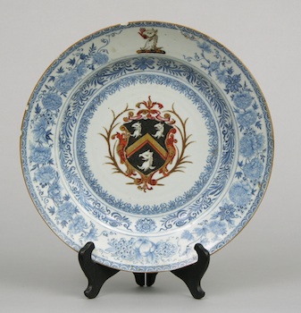 Appraisal: A Chinese Export Armorial Blue and White Meat Plate Another