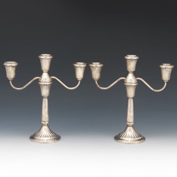 Appraisal: Pair of Duchin Sterling Silver Three-Light Interchangeable Candelabra x x