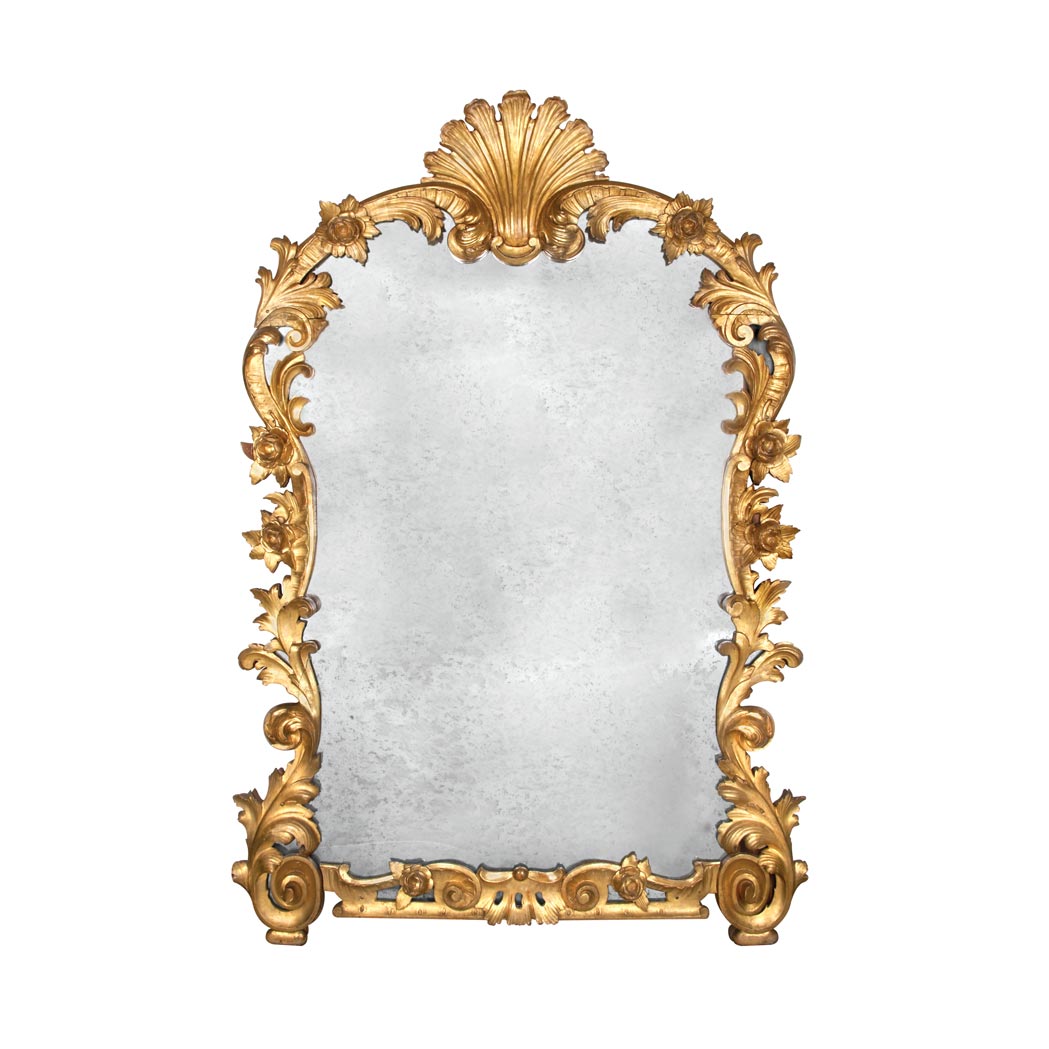 Appraisal: Italian Rococo Style Gilt-Wood Mirror The shaped rectangular mirror plate