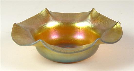 Appraisal: Steuben Aurene Bowl Gold iridescent scalloped bowl Marked Aurene Excellent