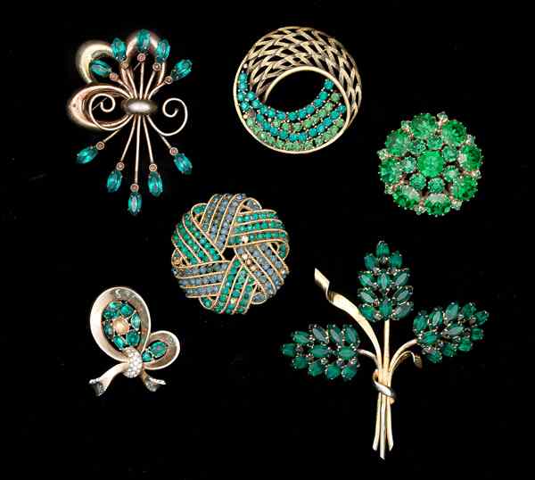 Appraisal: Weiss Enzell Trifari J J Sterling Costume Jewelry Brooch Collection