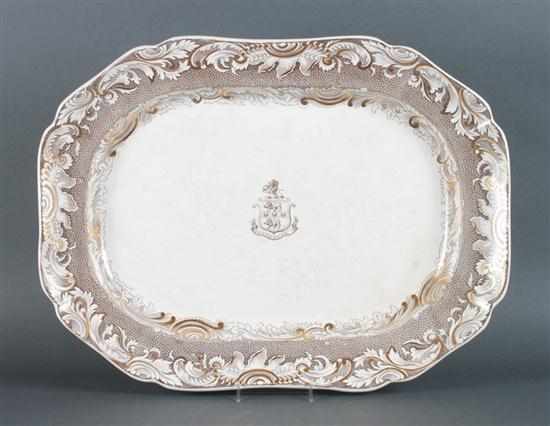 Appraisal: Spode Copeland-Garret dark brown transfer decorated parcel-gilt armorial platter second