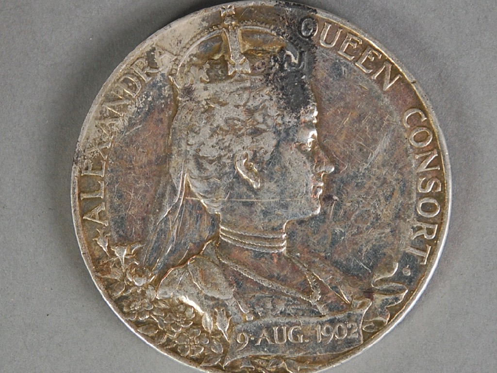 Appraisal: EDWARD VII AND ALEXANDRA EARLY TWENTIETH CENTURY LARGE SILVER COMMEMORATIVE