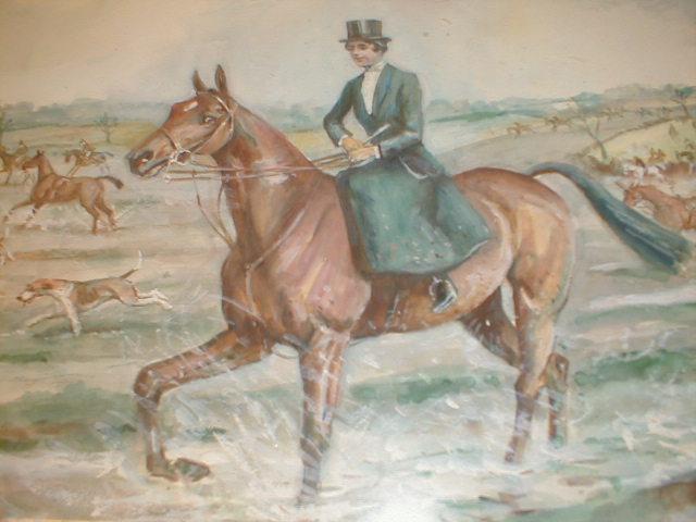 Appraisal: Cuthbert Bradley - Lady Ursula Manners hunting scene watercolour and