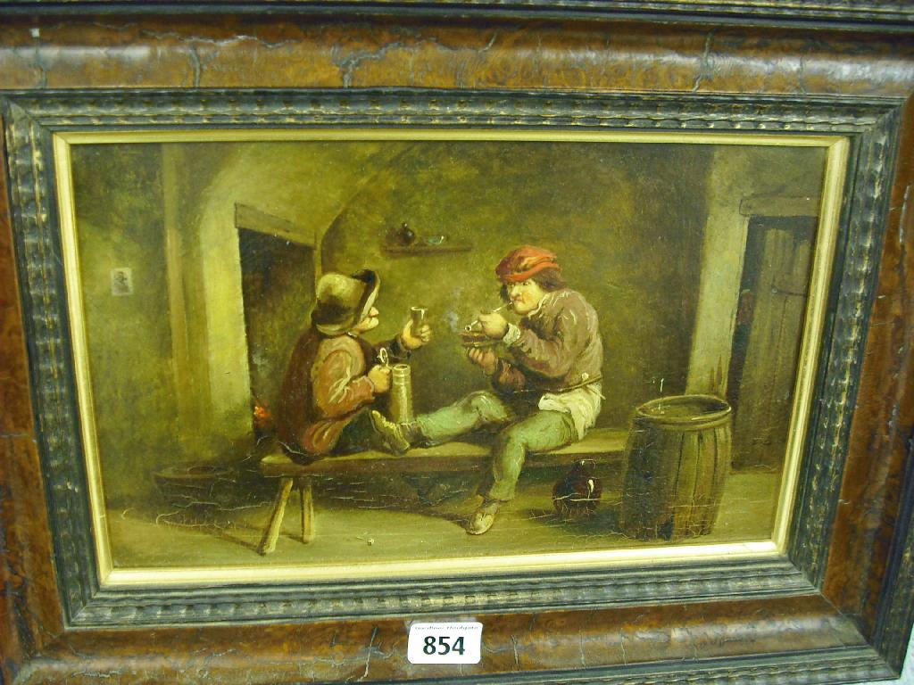 Appraisal: After David Teniers - - tavern scene with two drinking