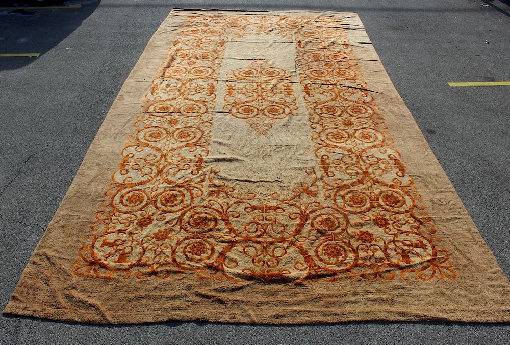 Appraisal: Large Antique Hand Made Carpet From a NYC estate -