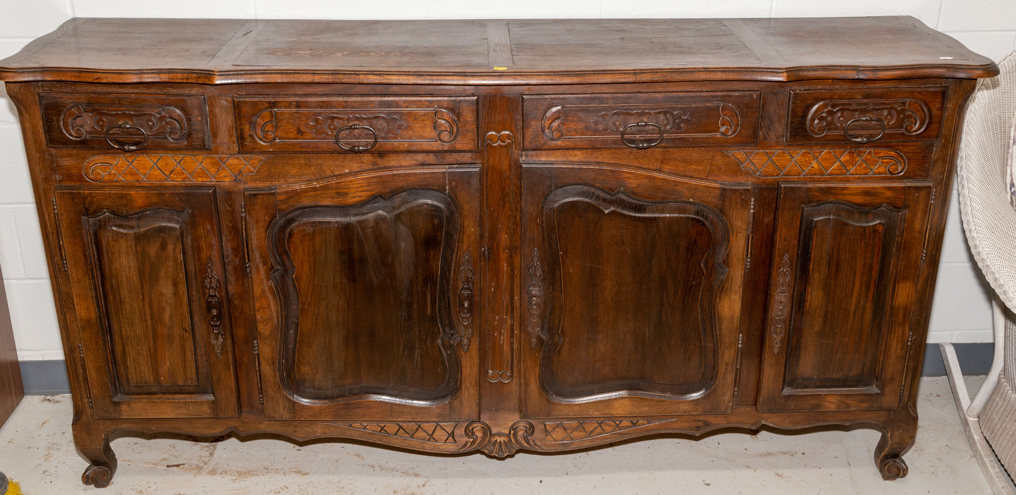 Appraisal: FRENCH PROVINCIAL STYLE OAK SIDEBOARD Continental st half th century