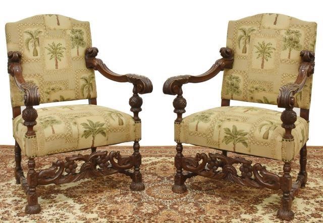 Appraisal: lot of Baroque style high back armchairs later upholstered back