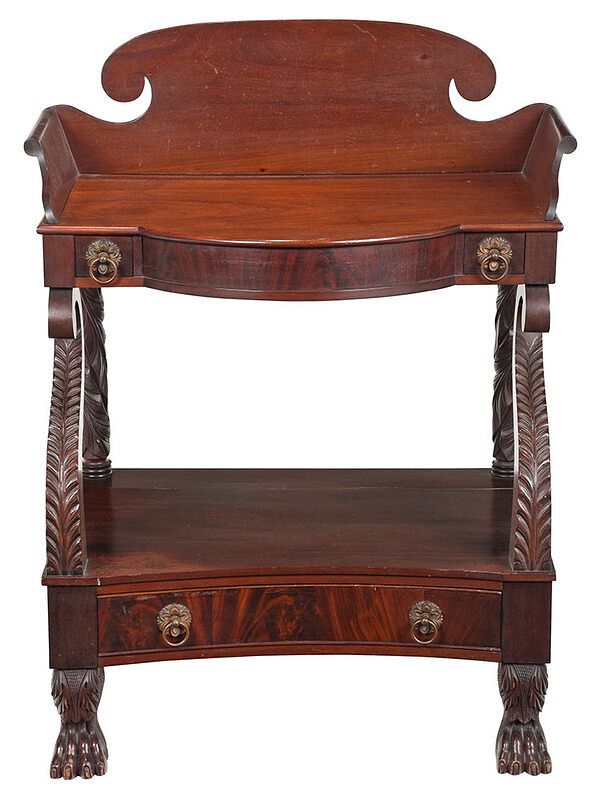 Appraisal: Neoclassical Carved Mahogany Bowfront Washstand New York circa the underside