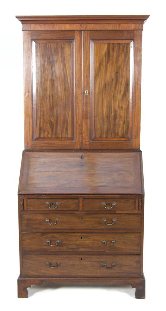 Appraisal: Georgian Mahogany Secretary Bookcase having a stepped cornice over two