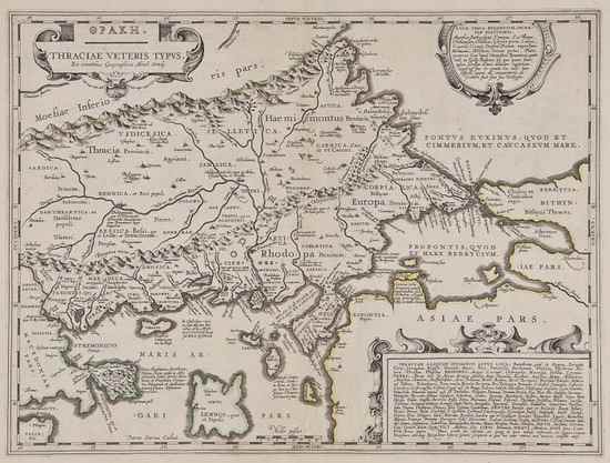 Appraisal: Ortelius Abraham Thraciae Veteris Typus historical map showing Thracia in