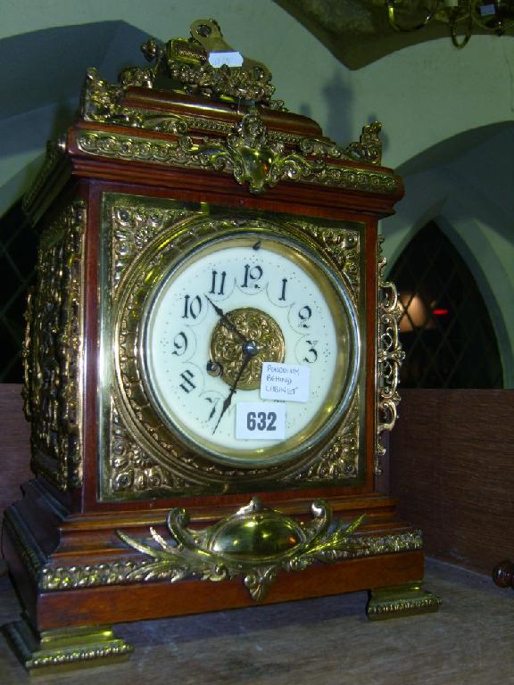 Appraisal: A late th century mahogany and brass mounted mantle clock