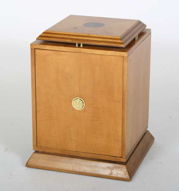 Appraisal: Art Deco single door side cabinet nightstand figured maple and