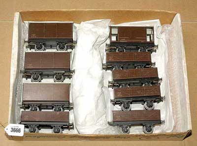 Appraisal: Bassett-Lowke O Gauge post-war -wheeled Goods Rolling Stock consisting of