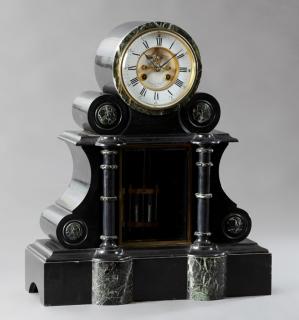 Appraisal: French Verde Antico and Black Marble Clock c French Verde