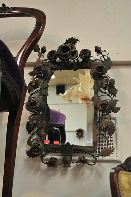 Appraisal: A DECORATIVE ENGLISH ROSE METAL MIRROR