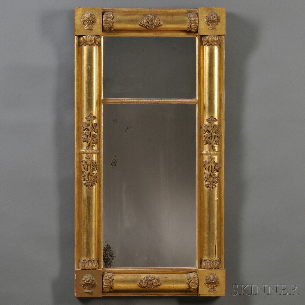 Appraisal: Classical Carved Wood and Gilt-gesso Mirror New York or Boston