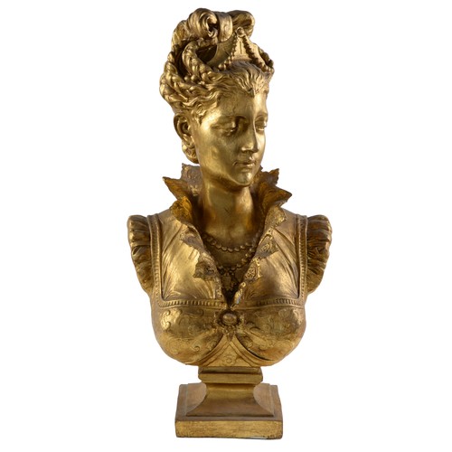 Appraisal: A gold painted bust of a regal or noble lady