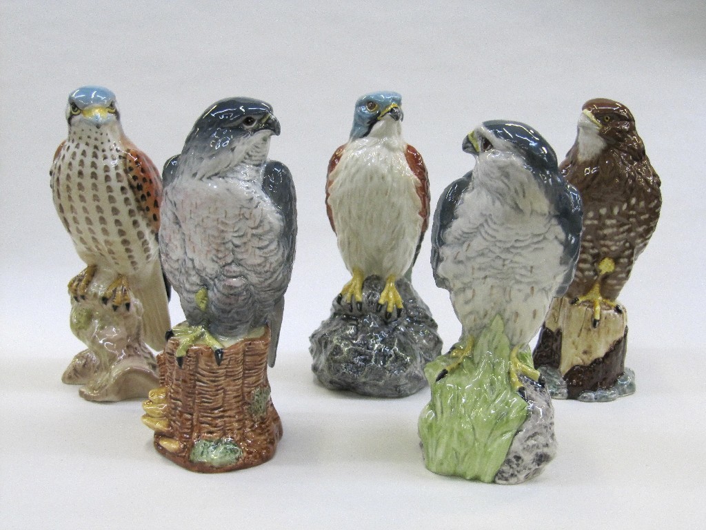 Appraisal: Beswick figure of a kestrel no and four Beswick Beneagles