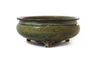 Appraisal: A Longquan Celadon Glazed Porcelain Censer A LongquanCeladon Glazed Porcelain