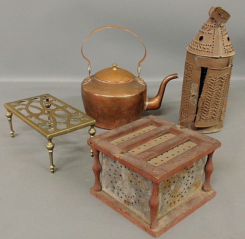 Appraisal: - Group of th c metalware- punched tin lantern h