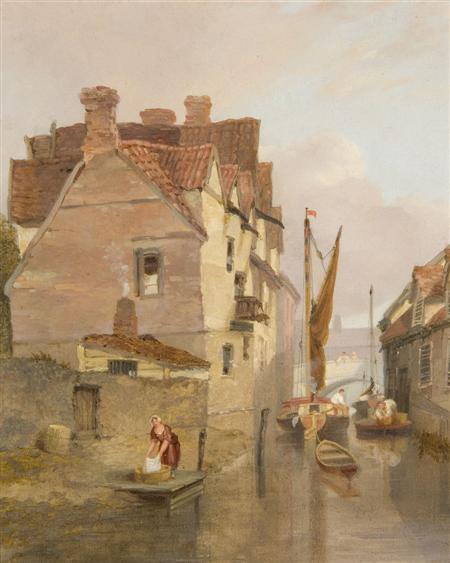 Appraisal: HENRY NINHAM - VESSELS ON THE WENSUM NORWICH Oil on