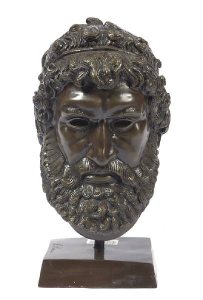 Appraisal: A Pompeian style bronze bust of Zeus after the antique