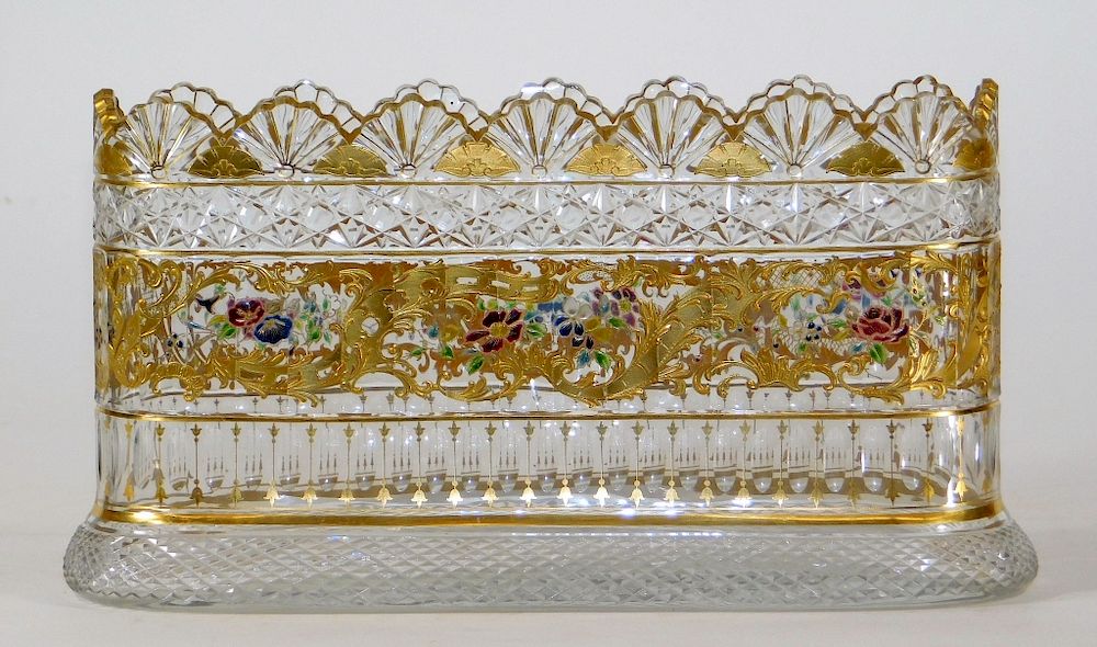 Appraisal: Baccarat Gilt Enameled Crystal Glass Letter Holder France th Century