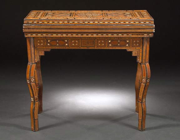 Appraisal: North African Inlaid Hardwood Games Table late th century the